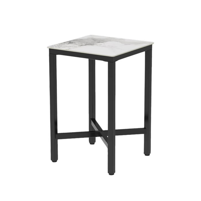 Upscale tall square marble top bar table for kitchen and restaurant
