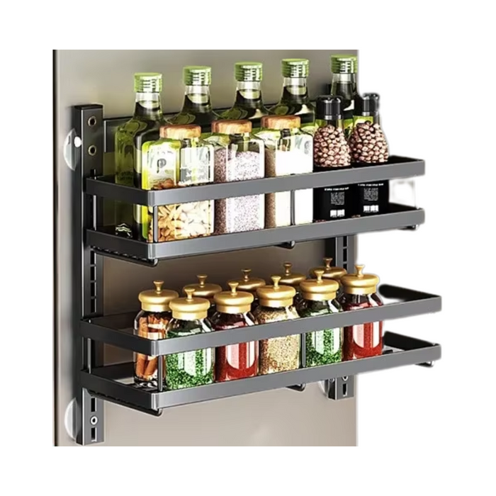 Compact 2L magnetic storage rack for spices and kitchen essentials