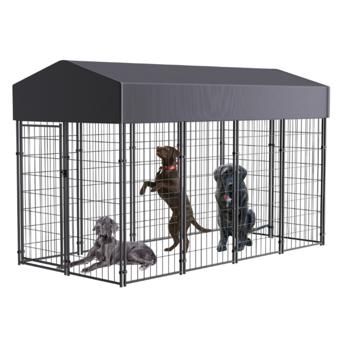 Outdoor Metal Dog Playpen with UV Protection & Waterproof Cover black XS 49.8x47x52.7in