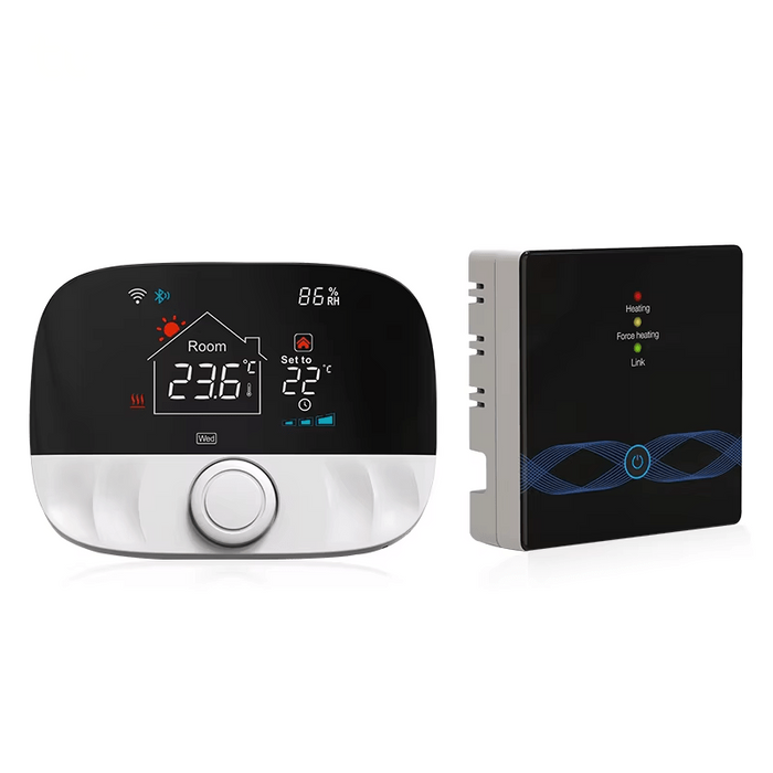 Black Smart WiFi Heating Thermostat (T9W-RC9Black) Package Contents