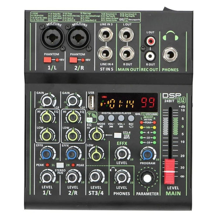 4-Channel Bluetooth USB Audio Mixer