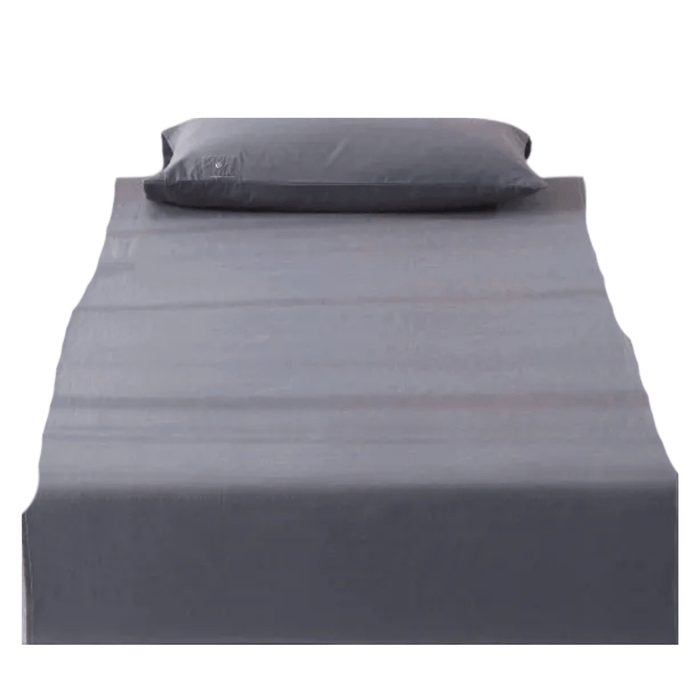 Earthing half bed sheet with antimicrobial silver conductive cord in grey color