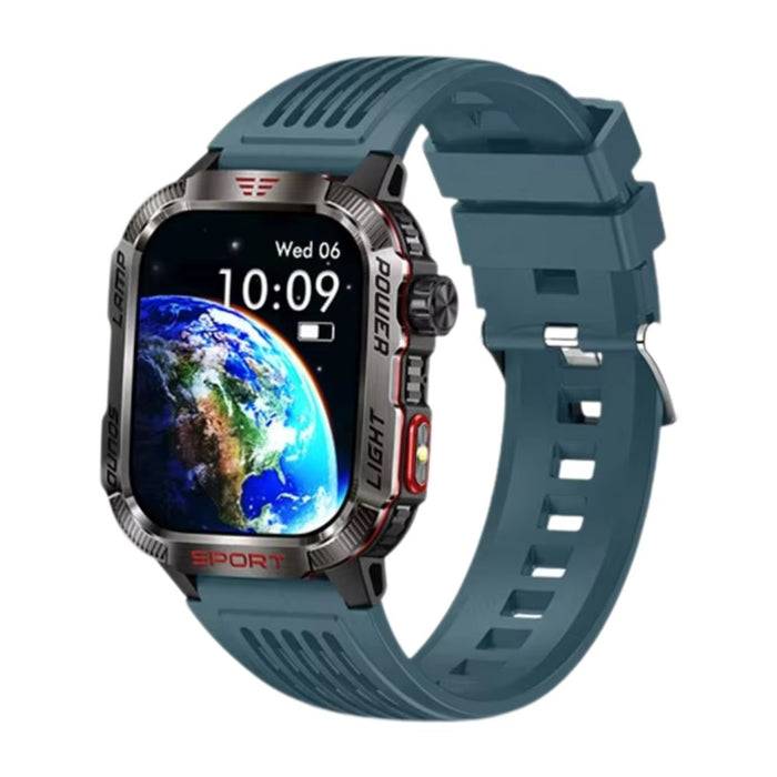 Waterproof Bluetooth Smartwatch with Compass & Flashlight – Blue