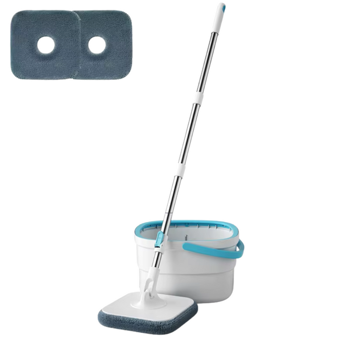 A woman using the 360° Spin Floor Mop to clean under furniture and in hard-to-reach areas