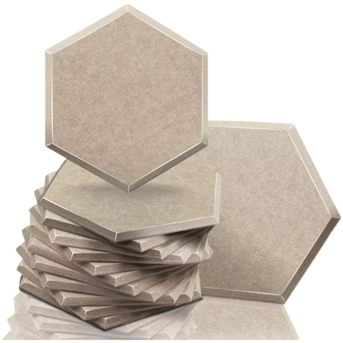 Soundproofing panels with 12 pieces of 08cm medium density in small hexagon dark camel design