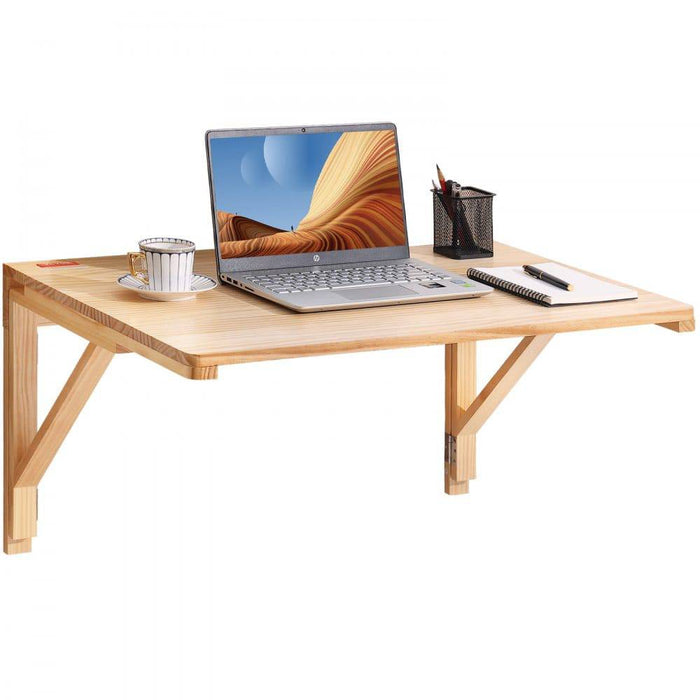 Wall Mounted Folding Table with Steel Bracket in Wooden Finish