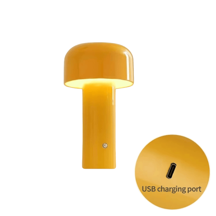 Rechargeable Mushroom Table Lamp, Portable Atmosphere Bedside Desk Light (Yellow) - FLUXA