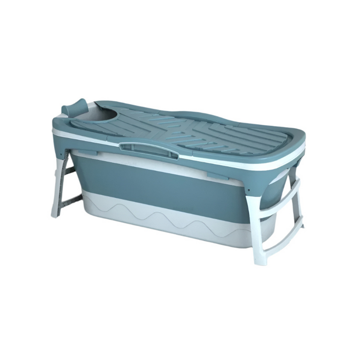 Portable 1.18m Plastic Bath Tub for Adults – Indoor/Outdoor Use 1.18m blue-lid