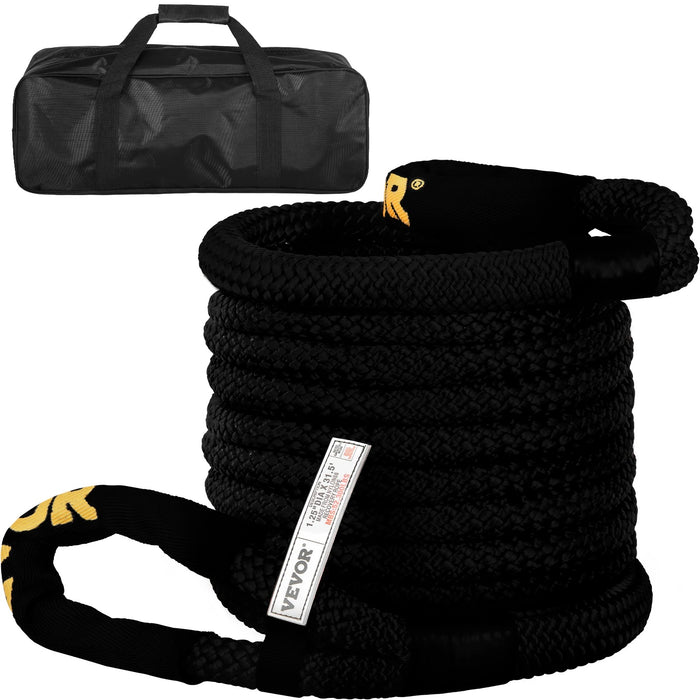 Black heavy duty nylon double braided kinetic recovery tow rope