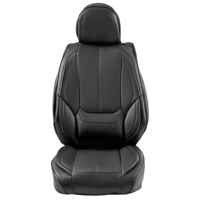 Universal Car Seat Cover Full Set for Cars, SUVs, Trucks in Black Leather Material