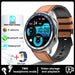 143 inch AMOLED smartwatch with Bluetooth call feature, 32GB storage, heart rate tracker, and brown leather strap