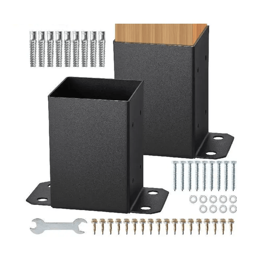 Sturdy carbon steel construction with rust-resistant matte black spray coating for 4x4 wood posts