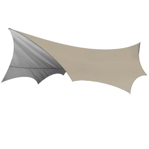 Oversized khaki sun shelter canopy for outdoor activities