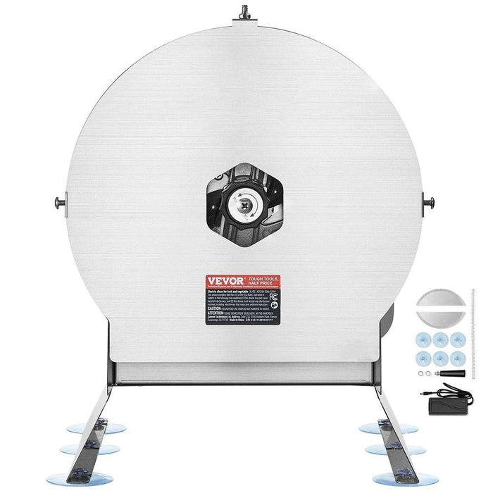 Package includes electric slicer, 5 blades, feeding chute, and user manual