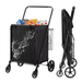 Folding shopping cart with large front and back baskets