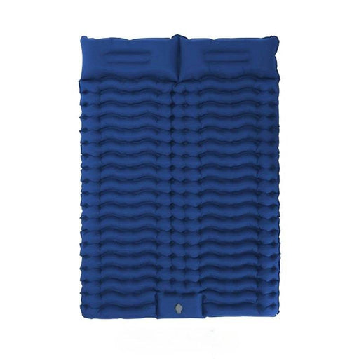 Double Self-Inflating Camping Mat in Navy Blue with Pillow for Two People