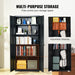 Black metal storage cabinet with wheels, locking doors, adjustable shelves