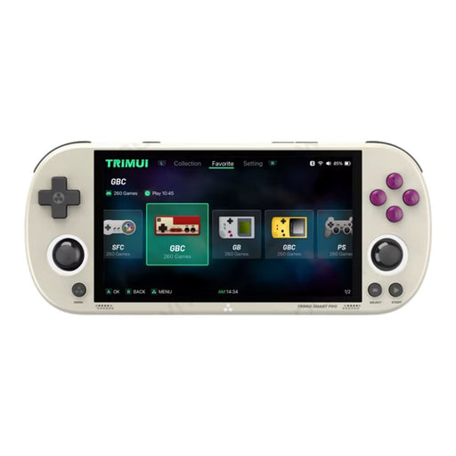 Handheld game console with 496-inch IPS display and customizable controls