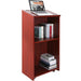 Premium wood podium stand with wheels and shelves for professional settings