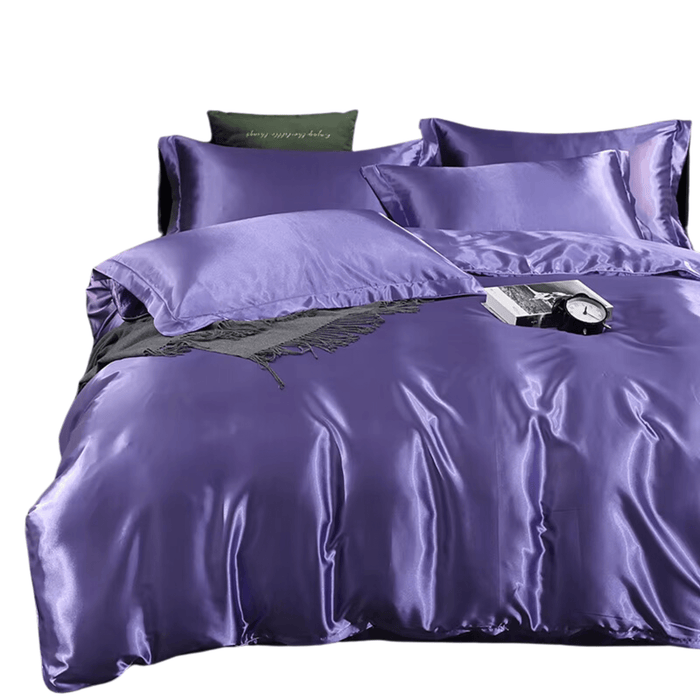 Luxury satin bedding set in Moyu purple color, 18m size