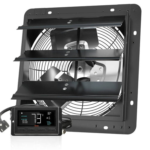 Shutter Exhaust Fan with Temp & Humidity Controller 30 cm Ventilation for Greenhouses Garages - FLUXA