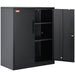 Metal Storage Cabinet with Wheels 190 cm - Locking Cabinet, 2 Magnetic Doors, 4 Adjustable Shelves, 90 kg Capacity (3 Layers-Black) product image with smooth swivel castors for mobility
