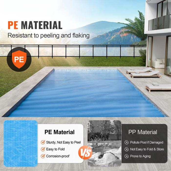 Solar pool cover 32 x 16ft for inground & above ground pools, heat retention, UV protection