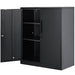 Metal storage cabinet with wheels and locking doors, adjustable shelves