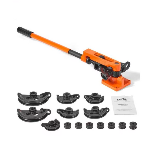 Heavy-duty manual pipe bender with 7 interchangeable bending dies