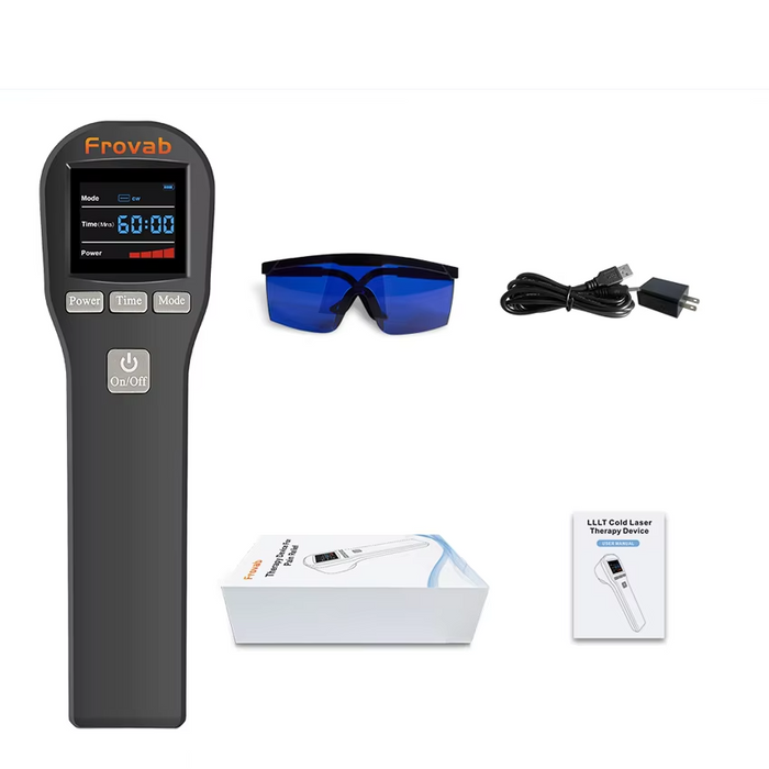 Handheld cold laser therapy device for portable and rechargeable use