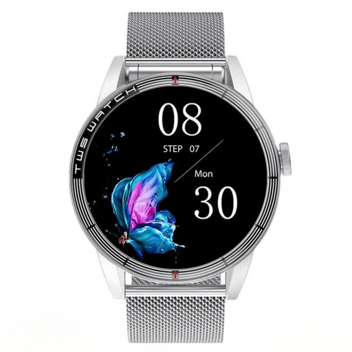 Smart Watch with Earbuds IP67 Waterproof Sports Health Tracker (Silver steel strip) - FLUXA