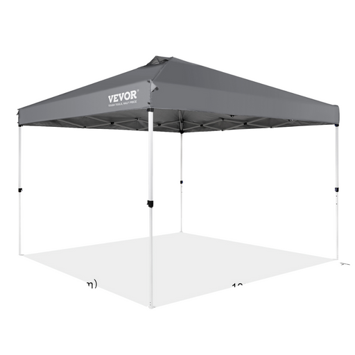 Gray 10x10ft Canopy Tent with 250D PU Silver Coated Fabric and Carbon Steel Frame