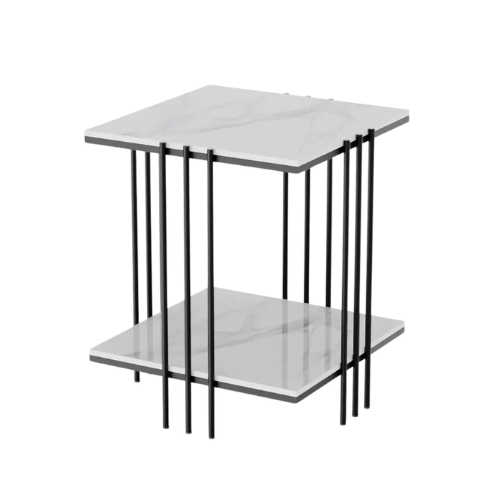 Sleek and stylish coffee table with sintered stone tabletop and gold metal accents