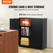 Metal Storage Cabinet with Wheels 190 cm - Locking Cabinet, 2 Magnetic Doors, 4 Adjustable Shelves, 90 kg Capacity (3 Layers-Black) product image showing four smooth swivel castors