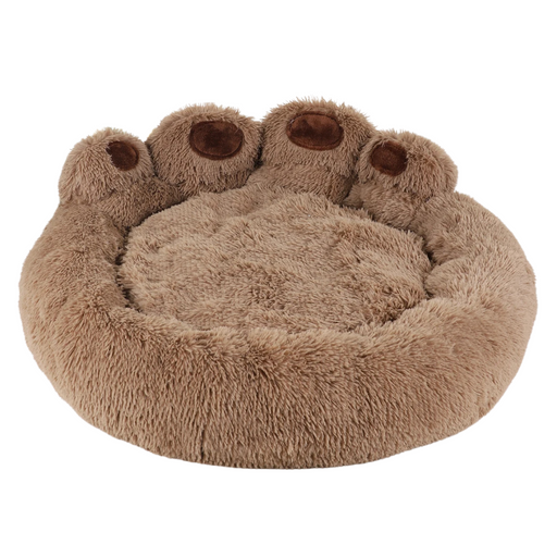 XL 90cm round coffee plush dog bed with supportive raised edges