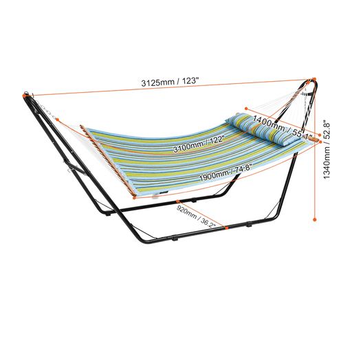 Two-Person Quilted Hammock with Green 200g Cotton and Polyester Material
