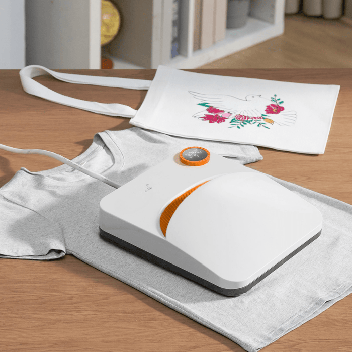 Orange Portable Heat Press Machine DIY Shirt Printing Multifunctional Sublimation Transfer for HTV Vinyl T-shirt Bag (23 x 23 cm) - FLUXA