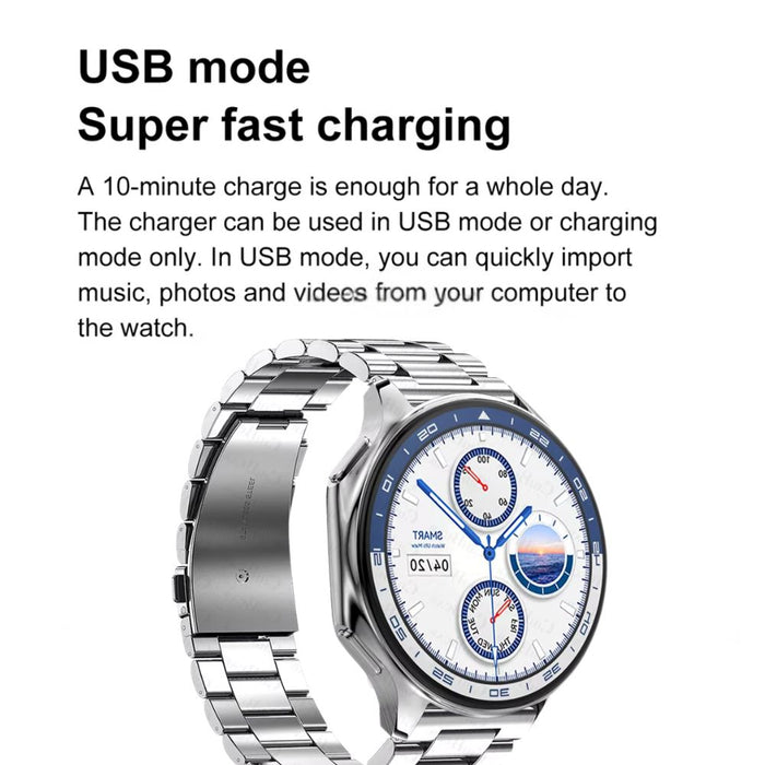 Waterproof IP68 smartwatch with Bluetooth connectivity for music and video playback