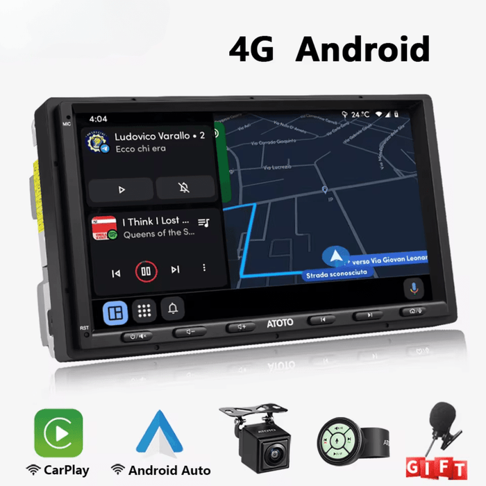 Universal 7-inch Android car stereo with built-in 4G LTE, Wi-Fi, Bluetooth 50 & 41, and GPS navigation