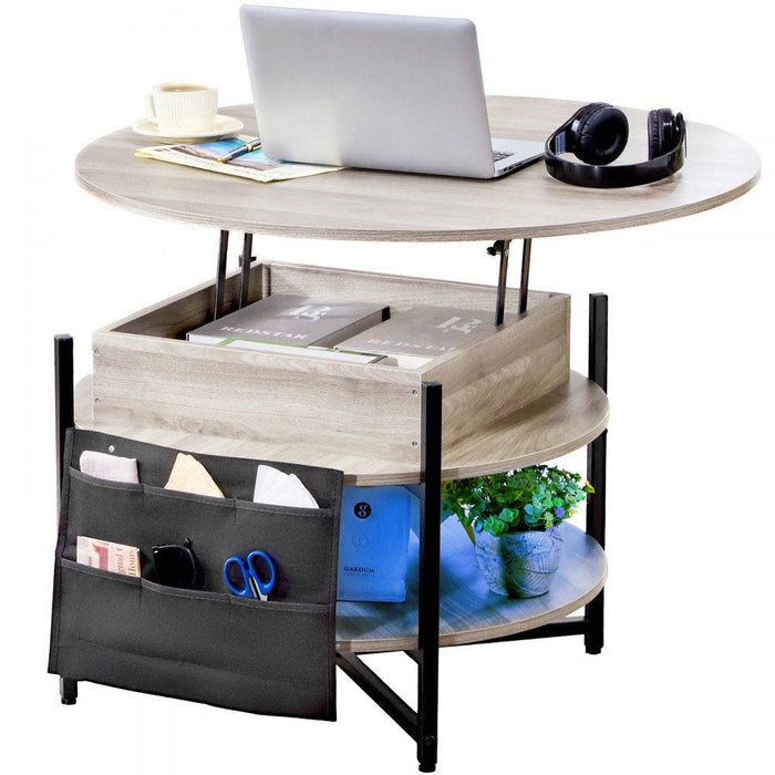 Retro-style wooden coffee table with hidden storage compartment