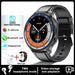 Black leather strap 143 inch AMOLED smartwatch with Bluetooth call and heart rate tracker