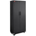 Metal storage cabinet with wheels and locking doors for secure storage