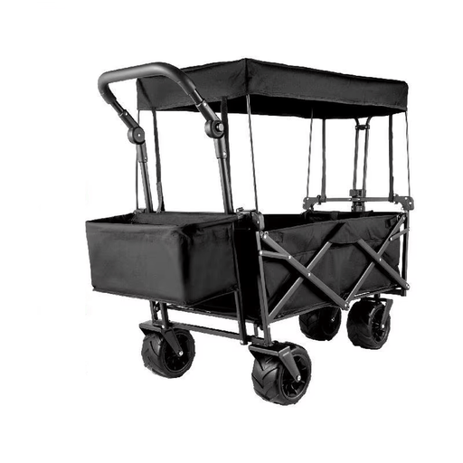 Folding wagon cart with adjustable handle bar and removable canopy for outdoor use