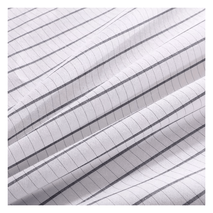 Grounded Half Bed Sheet 90x260cm Earthing with Silver Antimicrobial Conductive Cord - Small stripe - Half bed sheet for grounding and earthing with antimicrobial properties