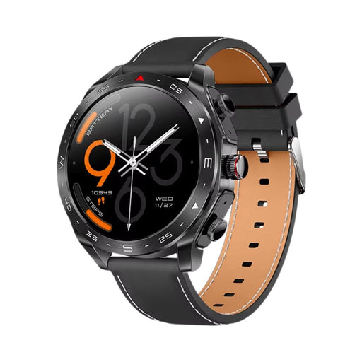 Leather Black Smart Watch with 2-in-1 TWS Bluetooth Earphones and HD Bluetooth Call with 152-inch HD round touch display and Bluetooth calling
