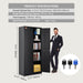 Metal storage cabinet with wheels and locking mechanism, 2 magnetic doors, 4 adjustable shelves, and 90 kg capacity in black color