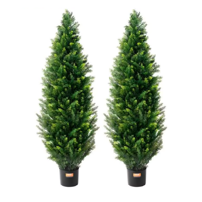 Artificial Cedar Topiary Tree with Lifelike 36in Evergreen Fake Pine Cypress Plant for Indoor Home Decor