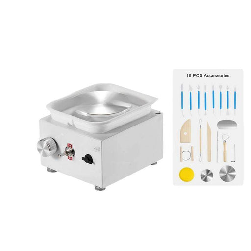 Mini Pottery Wheel 320RPM Adjustable Speed 2 Turntables 10cm/6cm White product spinning clay