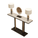 Black-and-gold marble console table with metal iron frame in hallway