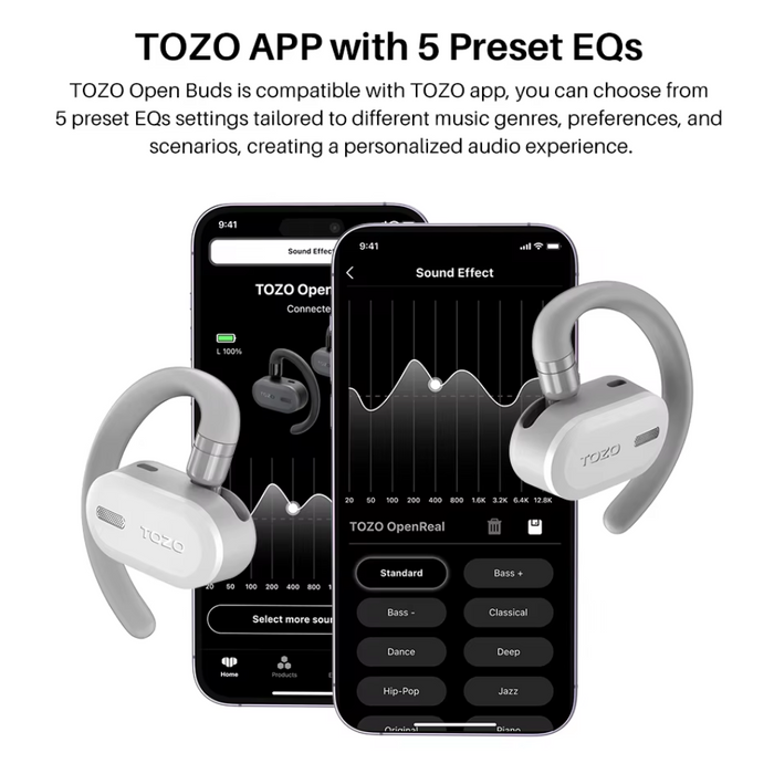 Open-Ear Wireless Headphones with Deep Bass & Bluetooth 5.3